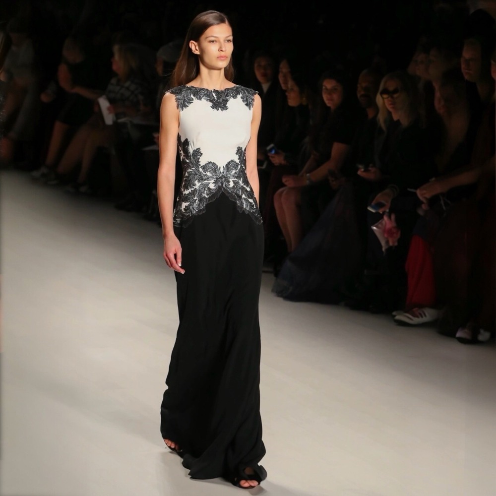 Tadashi Shoji Black White Lace Gown